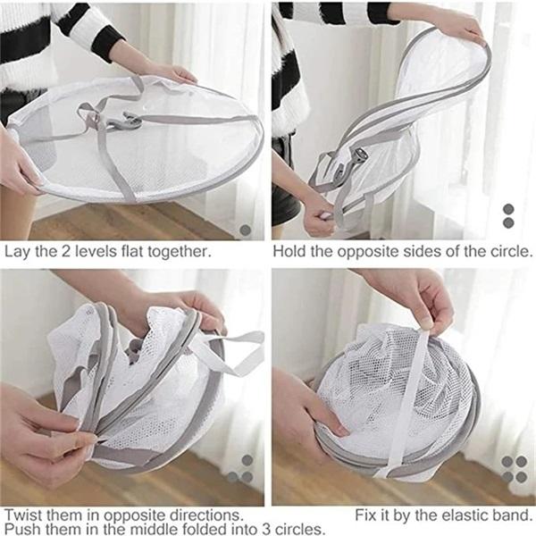 Mesh Drying Basket Hanging 2 Layer Foldable Gray 2