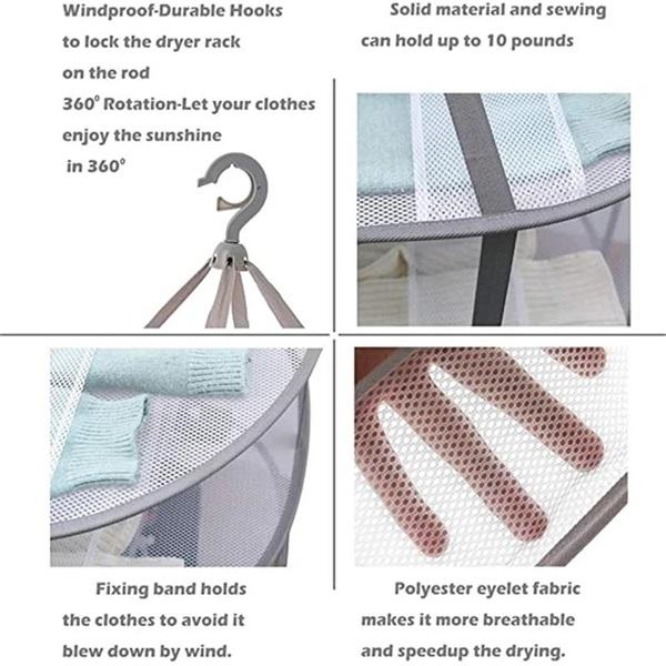Mesh Drying Basket Hanging 2 Layer Foldable Gray 3