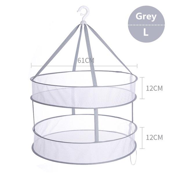 Mesh Drying Basket Hanging 2 Layer Foldable Gray Large 24 Inch 1