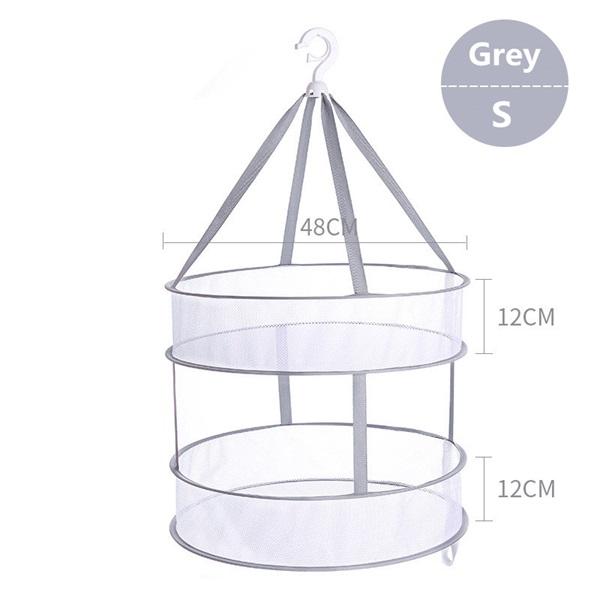 Mesh Drying Basket Hanging 2 Layer Foldable Gray Small 18.9 Inch 1