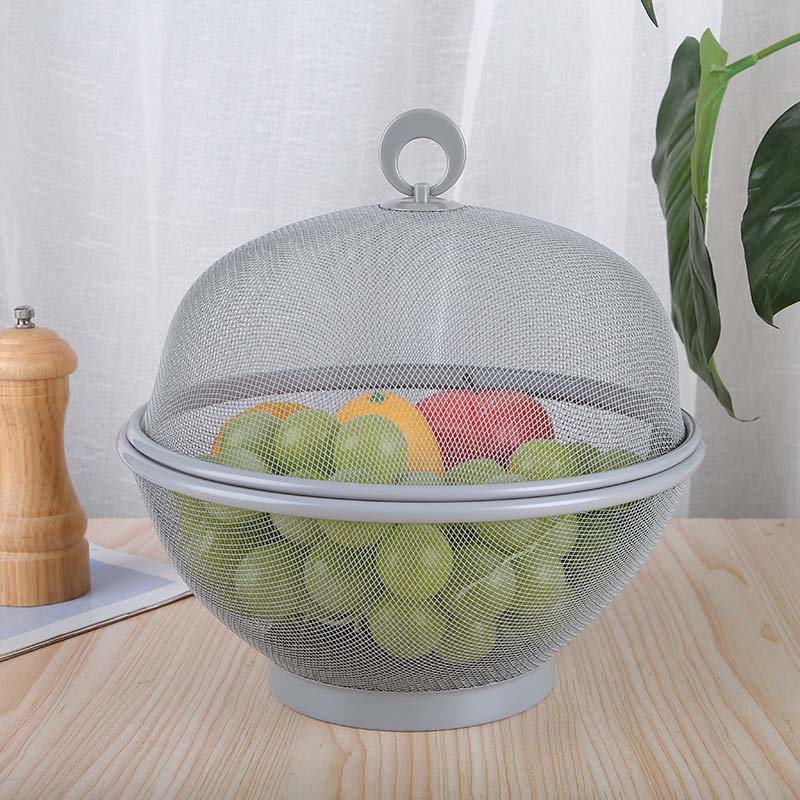 Mesh Fruit Basket with Lid 10.6 Inch Gray 1