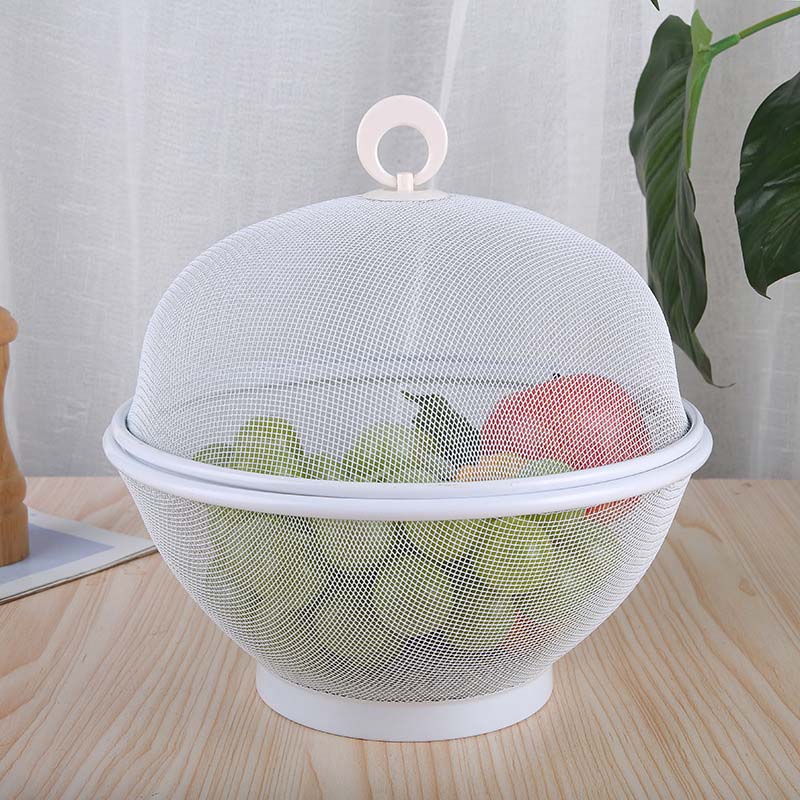 Mesh Fruit Basket with Lid 10.6 Inch White 1