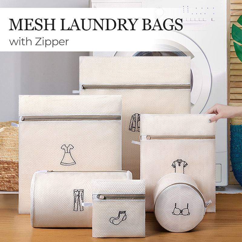 Mesh Laundry Bags with Zipper Set of 6 Assorted Sizes 1