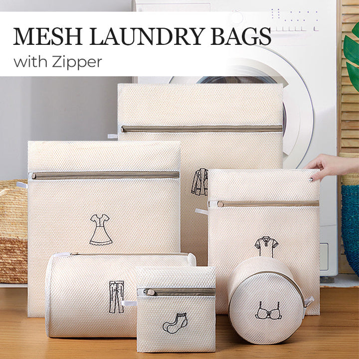 Mesh Laundry Bags with Zipper Set of 6 Assorted Sizes 1