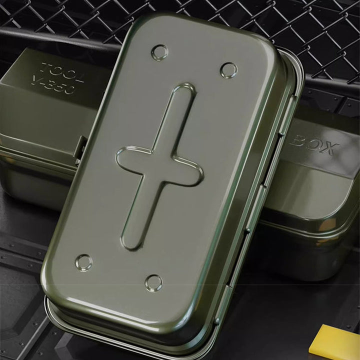 Metal Tool Box Army Green with Handle 3