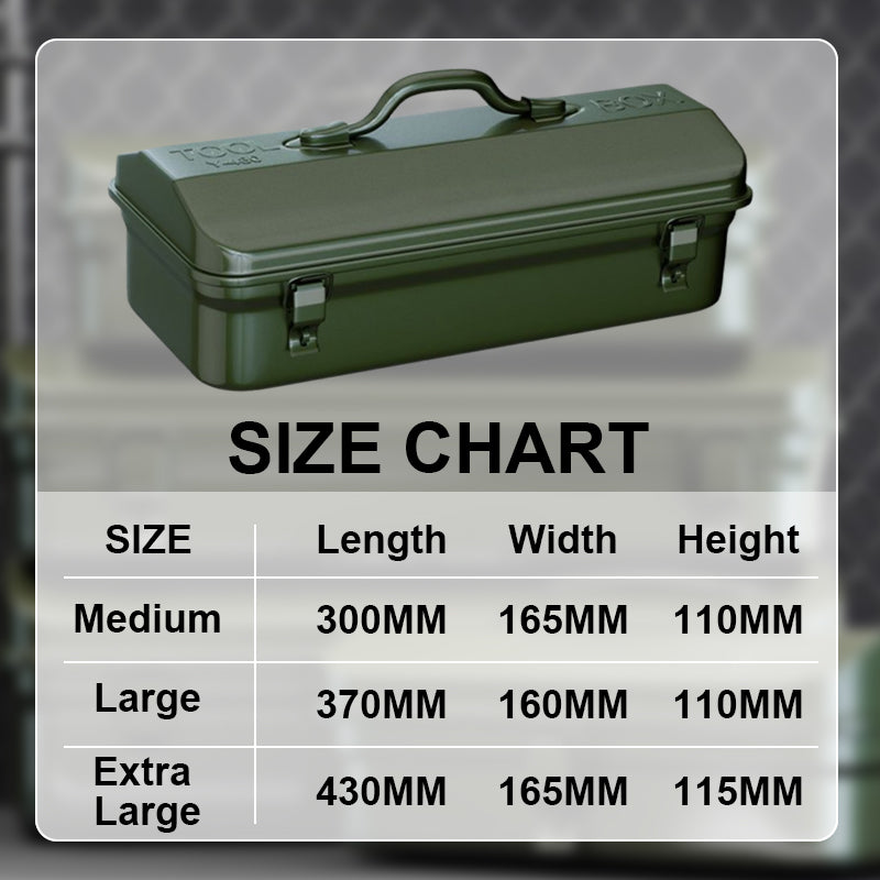 Metal Tool Box Army Green with Handle Large 1