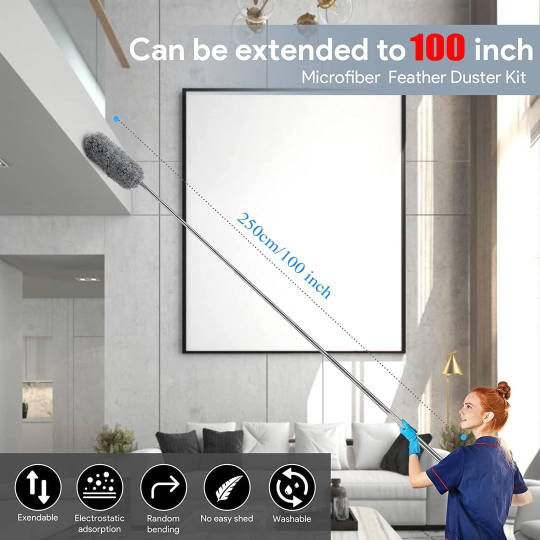 Microfiber Duster with Telescopic Pole up to 100 Inch 1