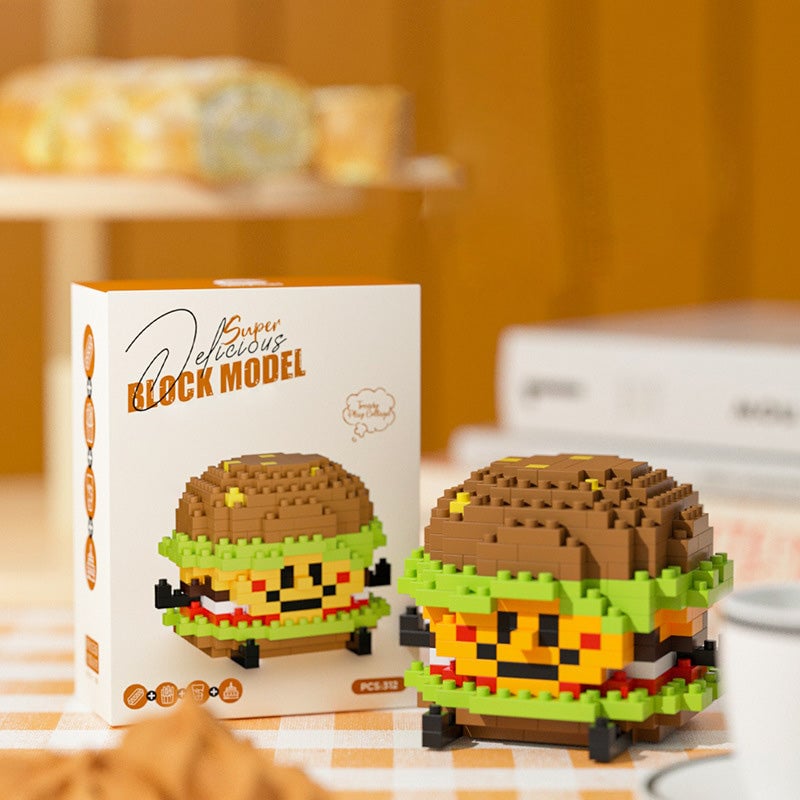 Mini Building Blocks Food Model Kit Set of 2 Cheeseburger 1