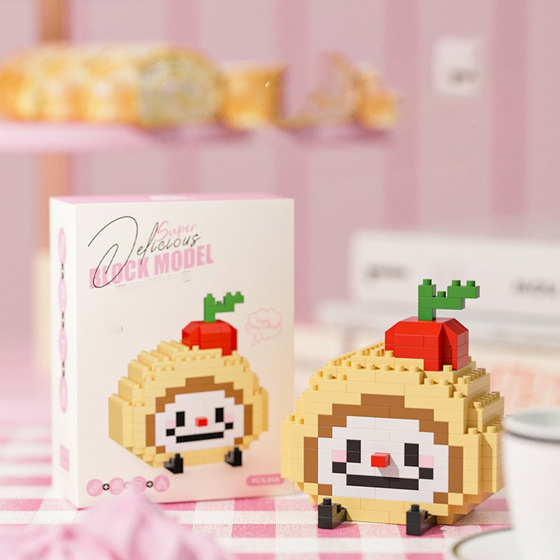 Mini Building Blocks Food Model Kit Set of 2 Cherry Swiss Roll 1