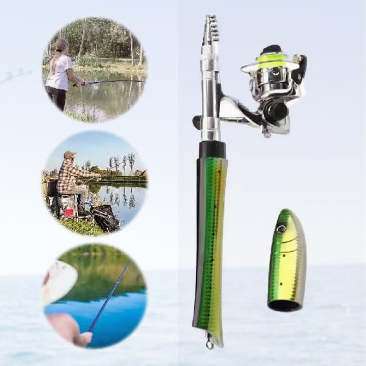 Mini Pocket Fishing Rod and Reel Combo Aluminum Set of 3 6