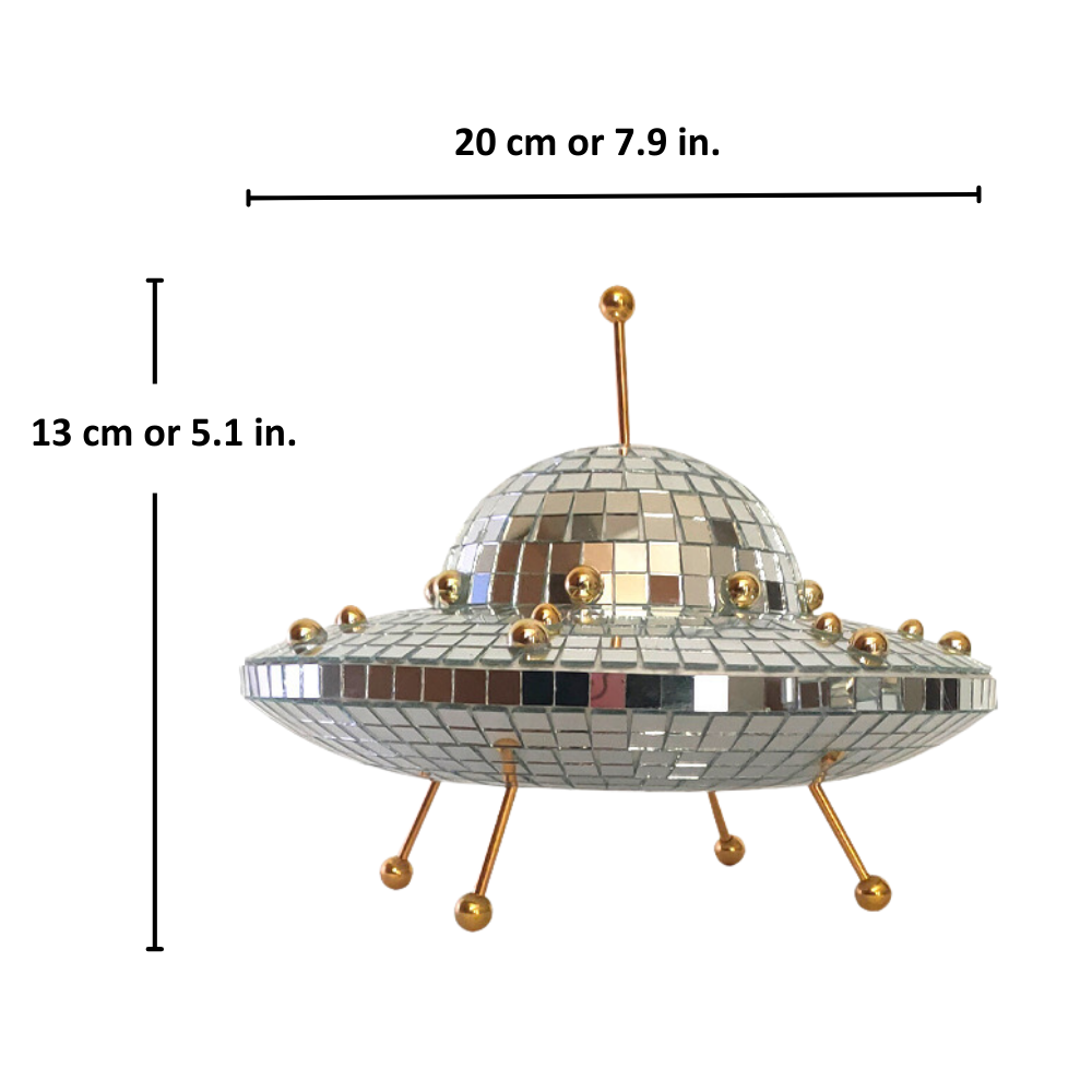 Mirror Disco Ball UFO Decor 7.9 Inch Iron and Glass 1