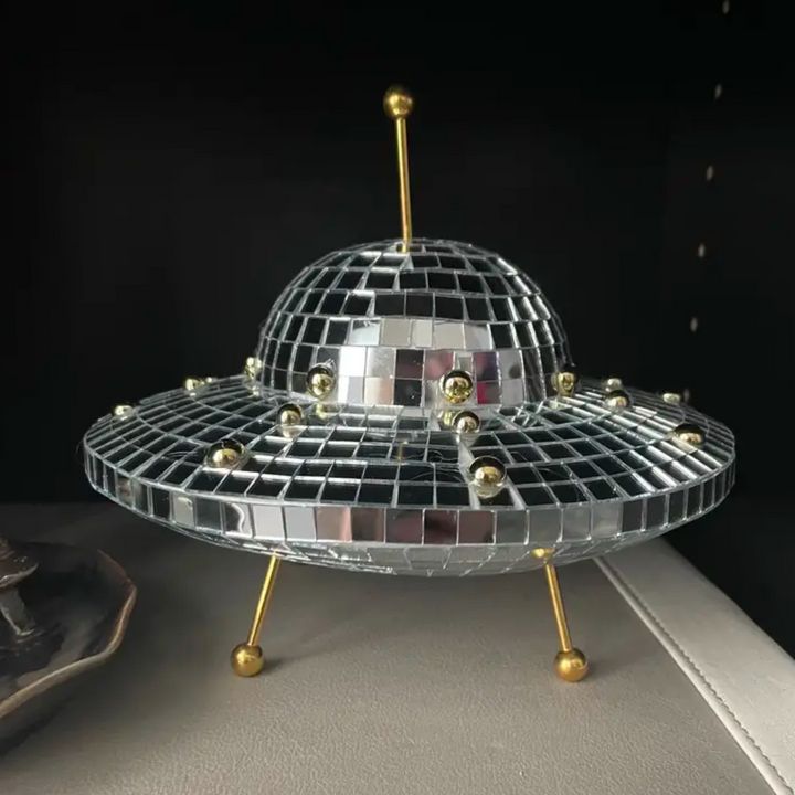 Mirror Disco Ball UFO Decor 7.9 Inch Iron and Glass 4
