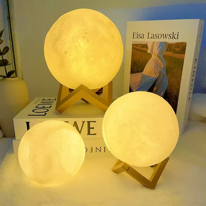 Moon Night Light 3.1 Inch Ball on Stand Button Cell Set of 3 3