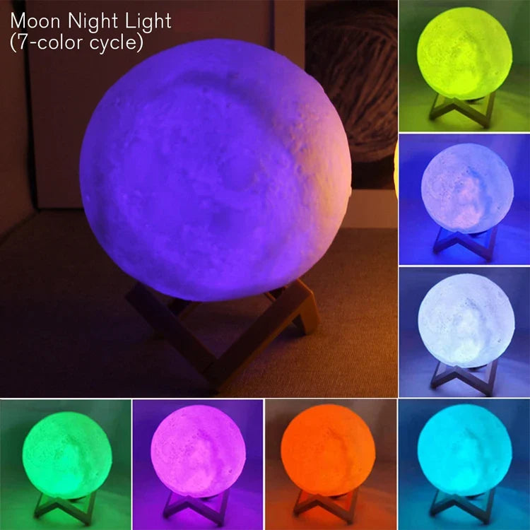 Moon Night Light 3.1 Inch Ball on Stand Button Cell Set of 3 7 Color Light 1