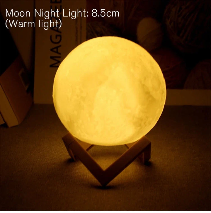 Moon Night Light 3.1 Inch Ball on Stand Button Cell Set of 3 Warm Light 1