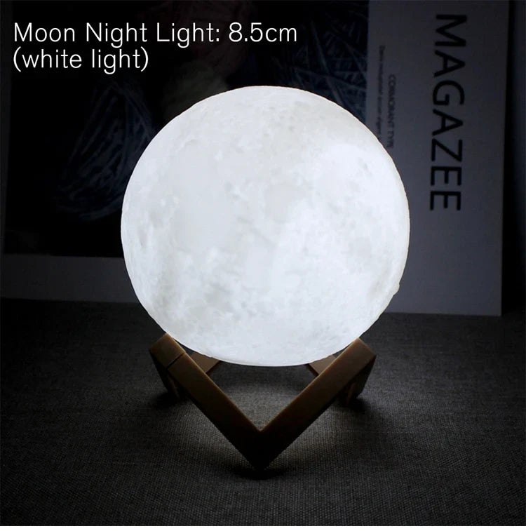 Moon Night Light 3.1 Inch Ball on Stand Button Cell Set of 3 White Light 1