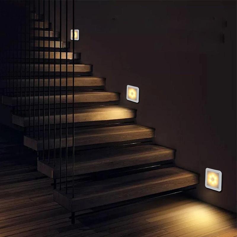 Motion Sensor Night Light Square 3.1 Inch Stick On Set of 3 2
