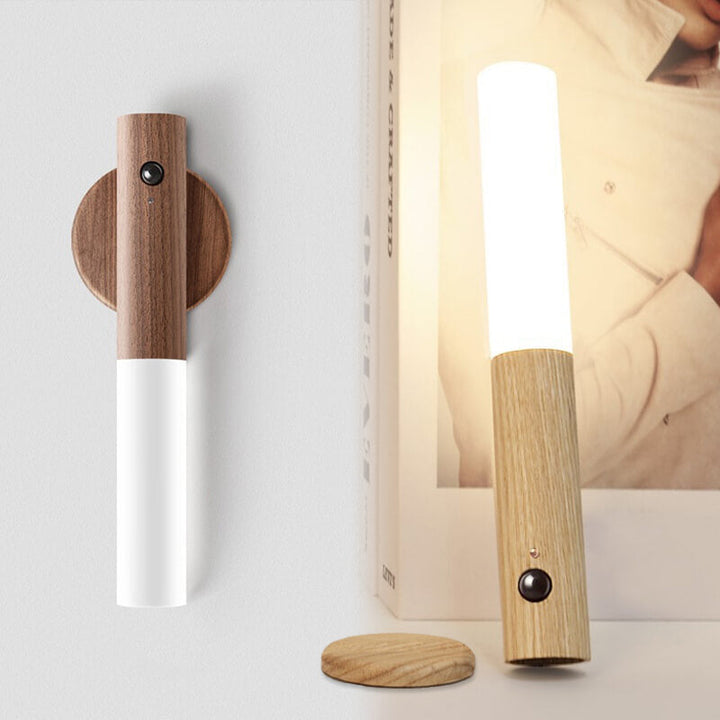Motion Sensor Night Light Wood Magnetic Rechargeable 1