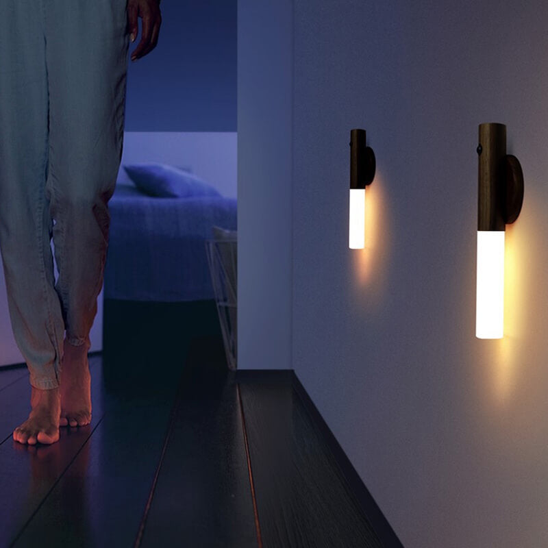 Motion Sensor Night Light Wood Magnetic Rechargeable 2