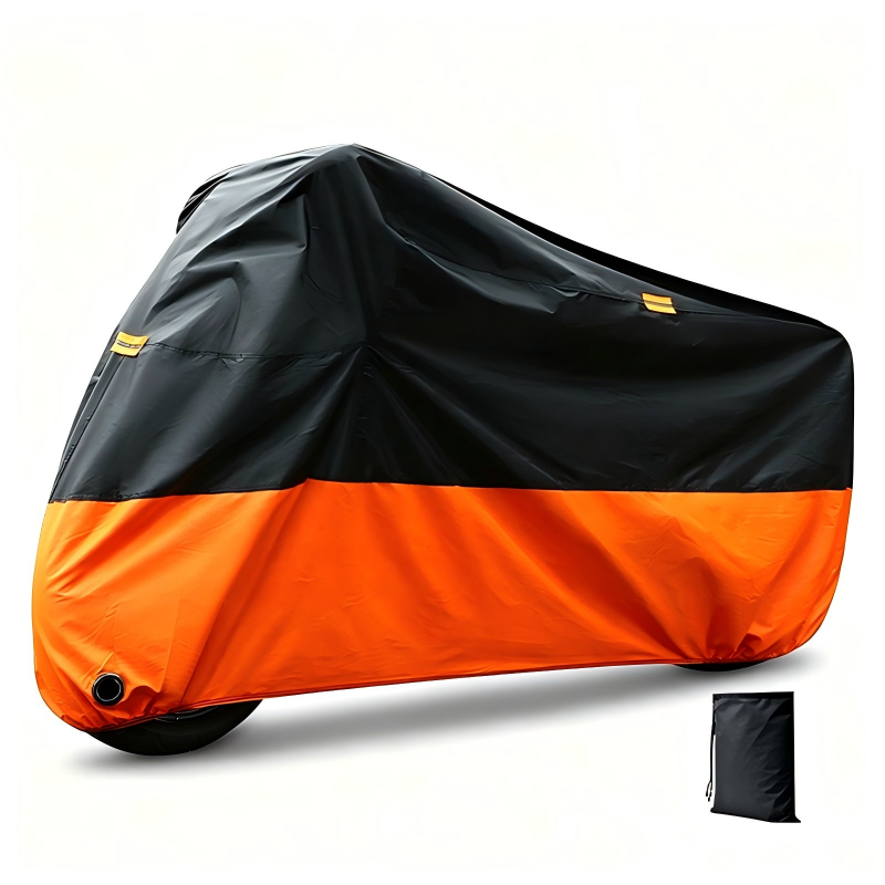 Motorcycle Cover Oxford with Lock Holes Black and Orange 1