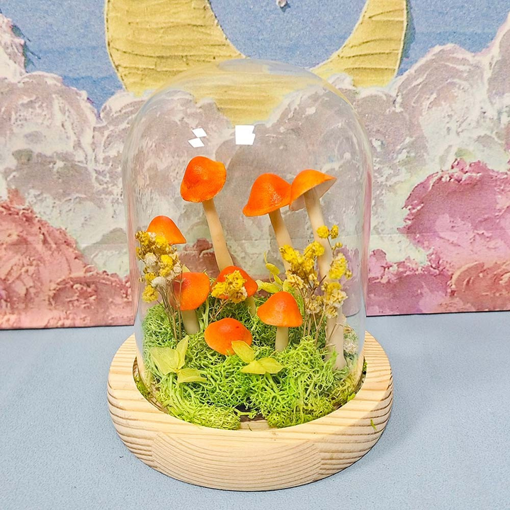 Mushroom Lamp DIY Kit Glass Dome Battery Operated 2