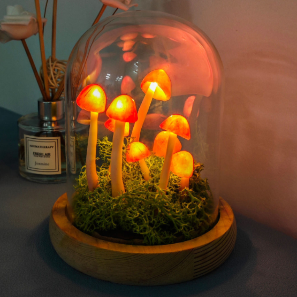 Mushroom Lamp DIY Kit Glass Dome Battery Operated 3