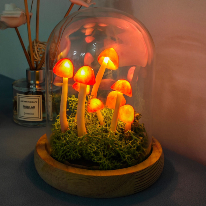 Mushroom Lamp DIY Kit Glass Dome Battery Operated 3