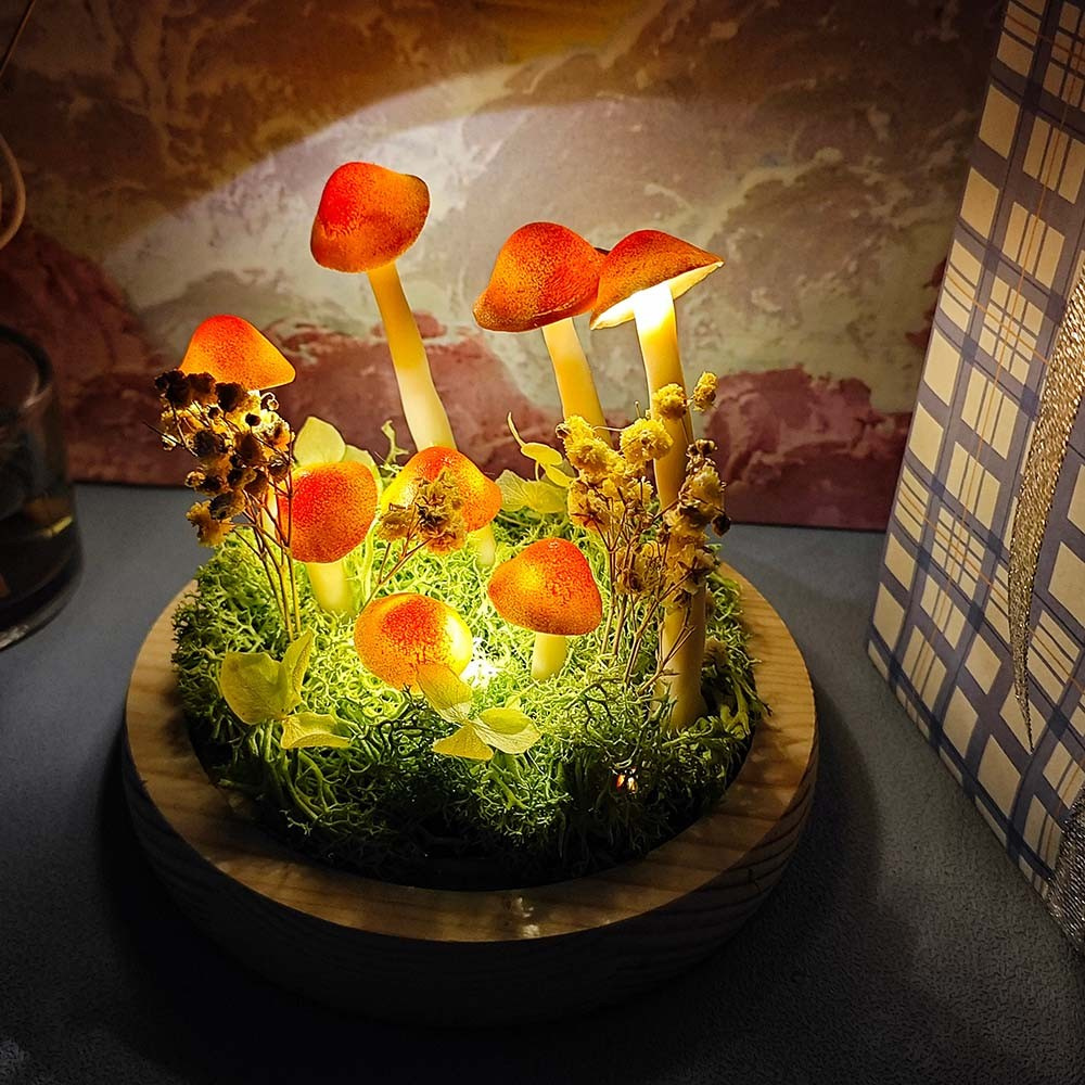Mushroom Lamp DIY Kit Glass Dome Battery Operated 4