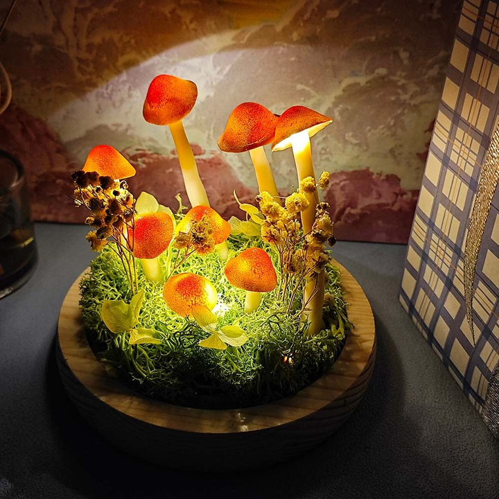 Mushroom Lamp DIY Kit Glass Dome Battery Operated 4