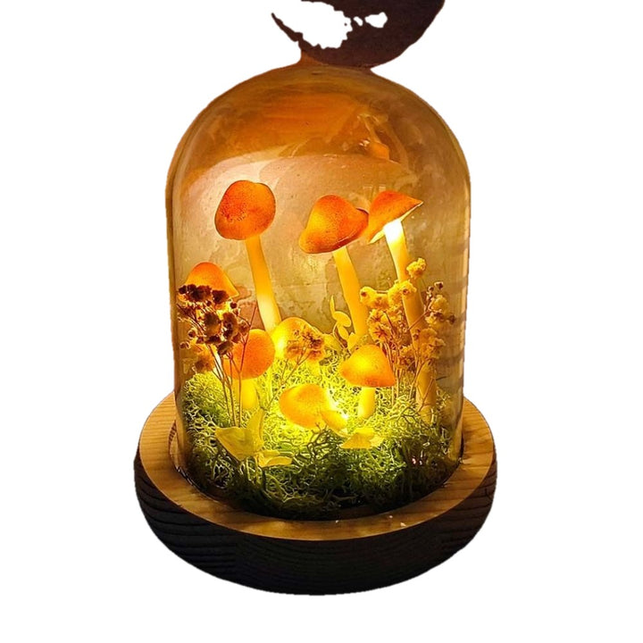 Mushroom Lamp DIY Kit Glass Dome Battery Operated on white