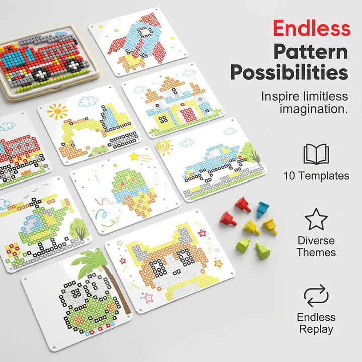 Mushroom Peg Pattern Puzzle Board with Templates Set of 2 2