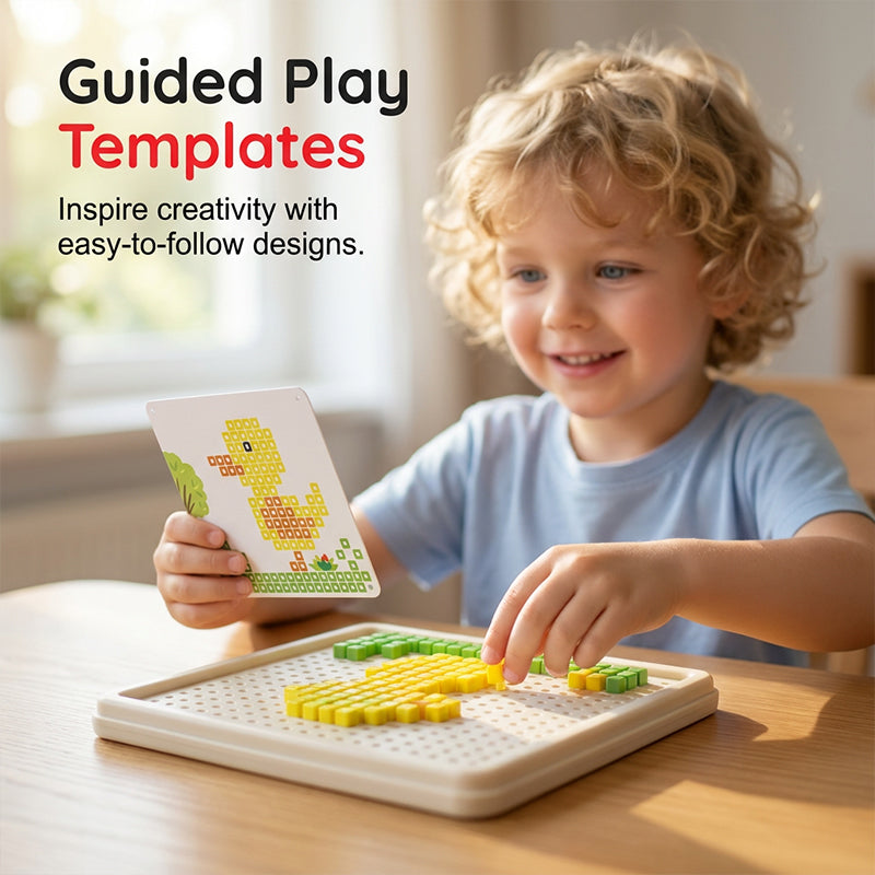 Mushroom Peg Pattern Puzzle Board with Templates Set of 2 4