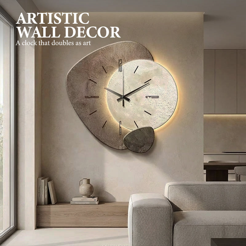 Nordic Stone Wall Clock with Optional USB Backlight Set of 2 2
