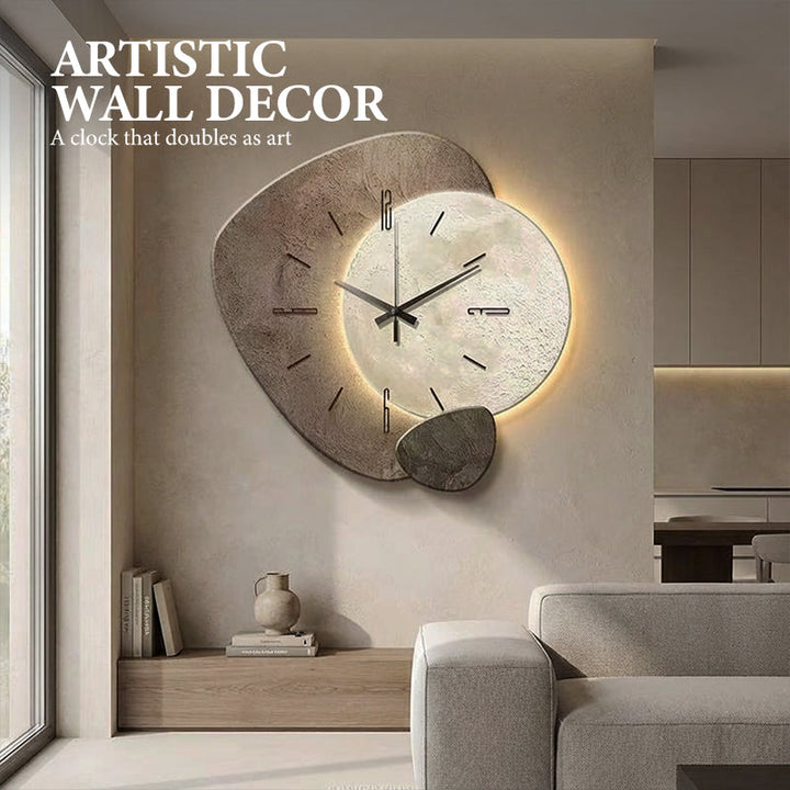 Nordic Stone Wall Clock with Optional USB Backlight Set of 2 2
