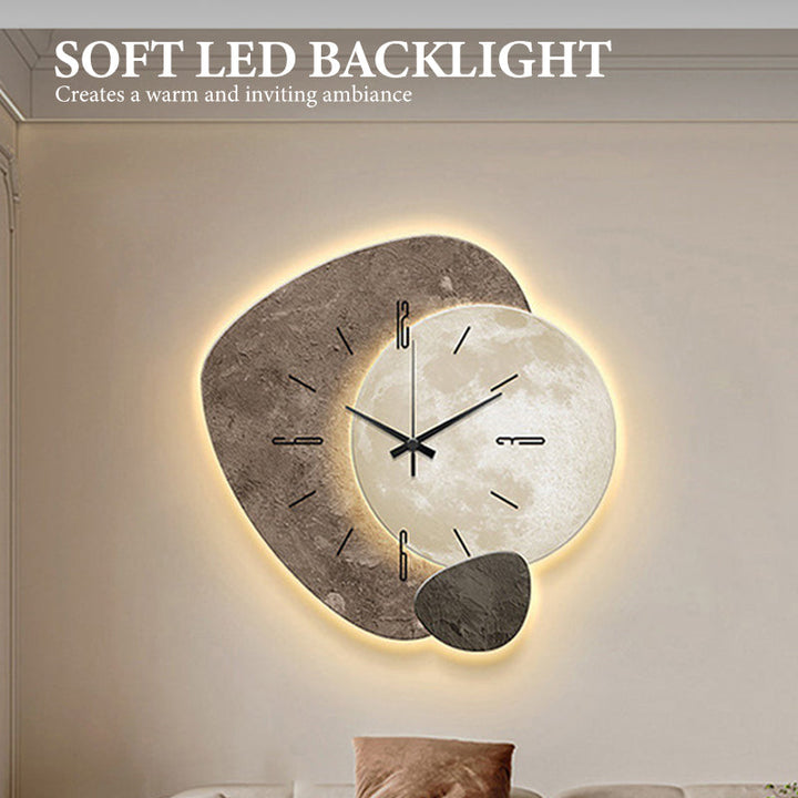 Nordic Stone Wall Clock with Optional USB Backlight Set of 2 3