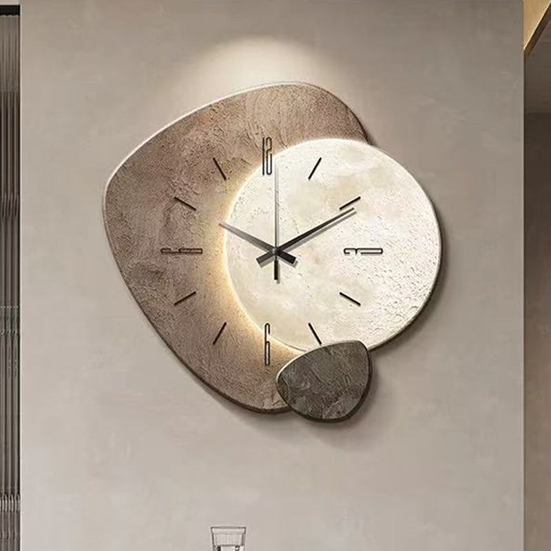 Nordic Stone Wall Clock with Optional USB Backlight Set of 2 Stone 1