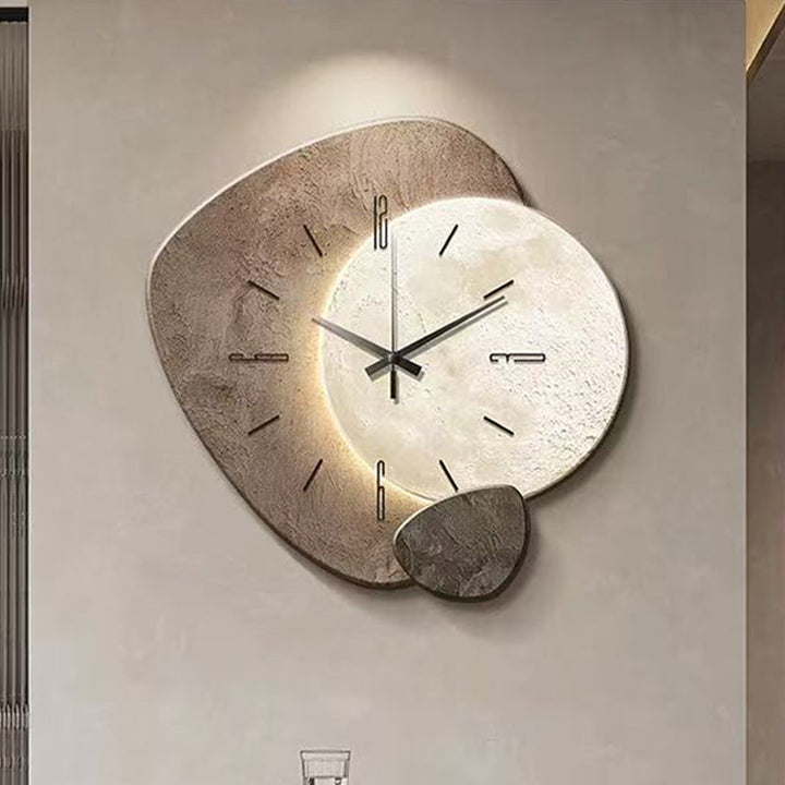 Nordic Stone Wall Clock with Optional USB Backlight Set of 2 Stone 1