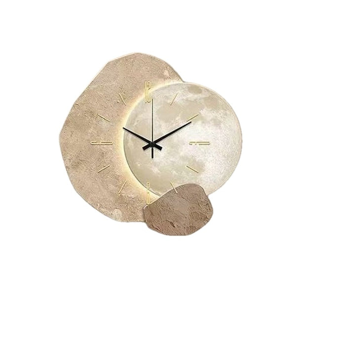 Nordic Stone Wall Clock with Optional USB Backlight Set of 2 on white