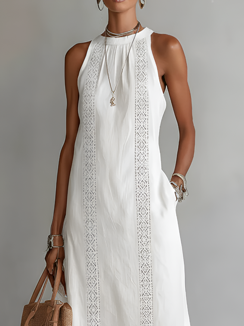 BEVERLY | TUMMY COVERAGE EMBROIDERED MIDI DRESS
