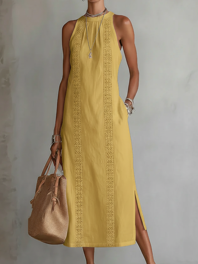BEVERLY | TUMMY COVERAGE EMBROIDERED MIDI DRESS