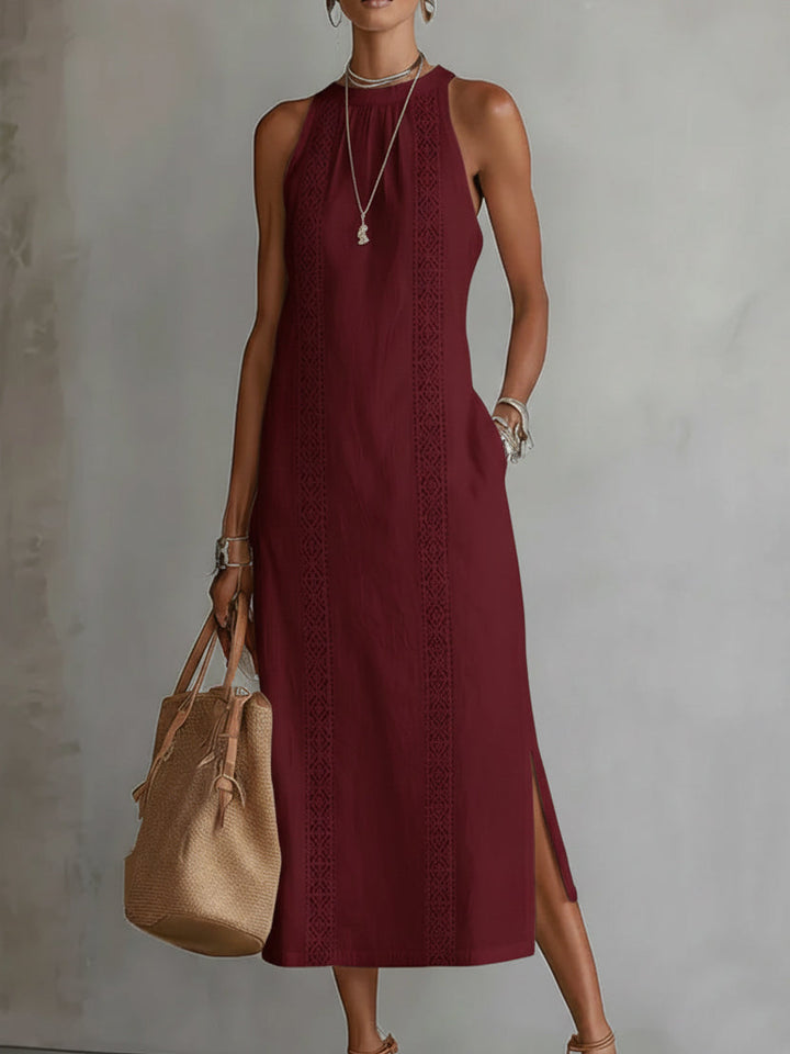 BEVERLY | TUMMY COVERAGE EMBROIDERED MIDI DRESS