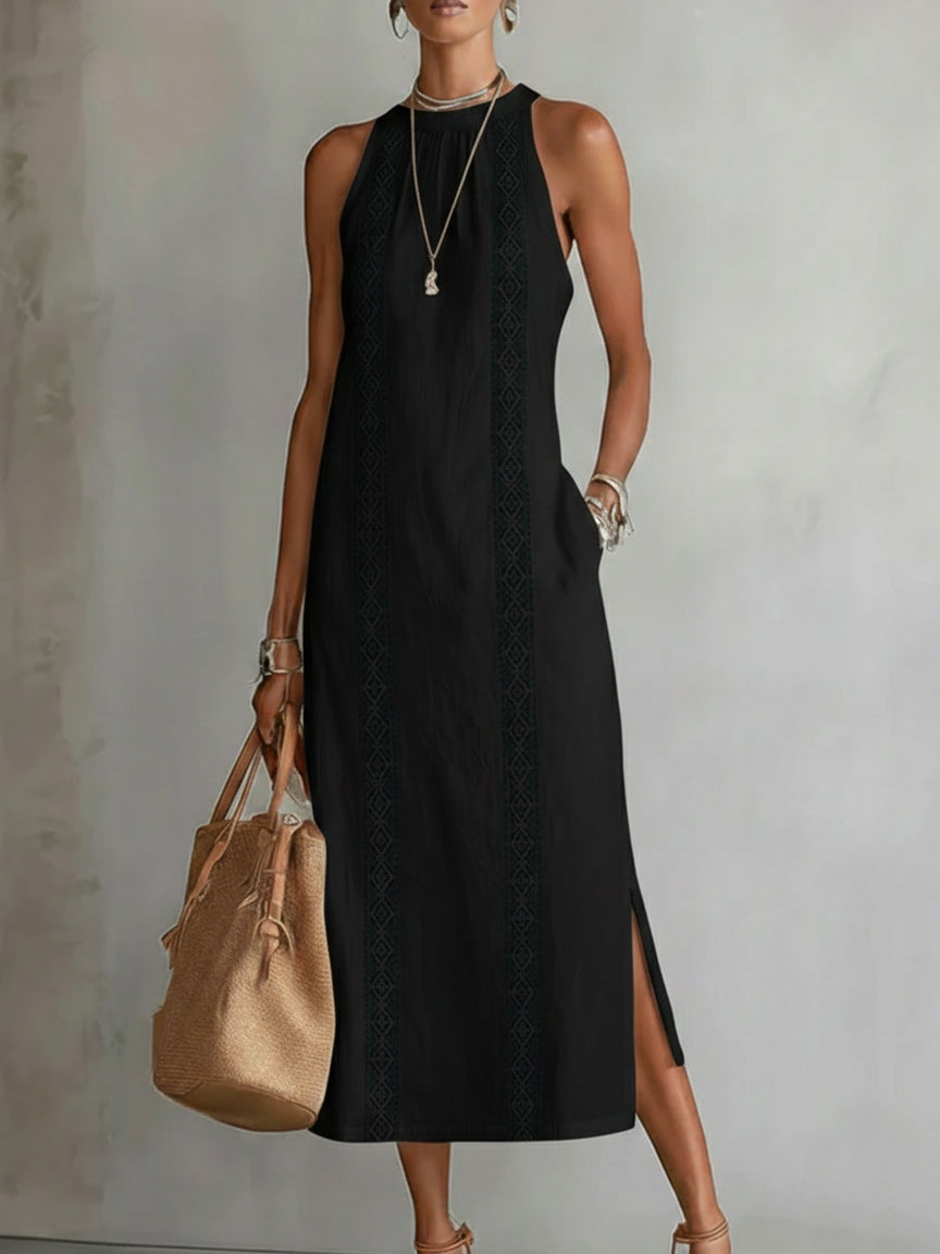 BEVERLY | TUMMY COVERAGE EMBROIDERED MIDI DRESS