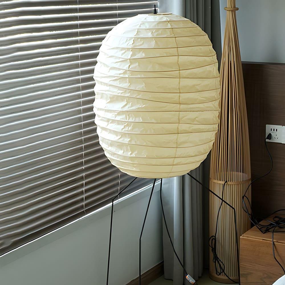 Oval Rice Paper Lantern Floor Lamp Tripod Legs 55.1 in Set of 2 3