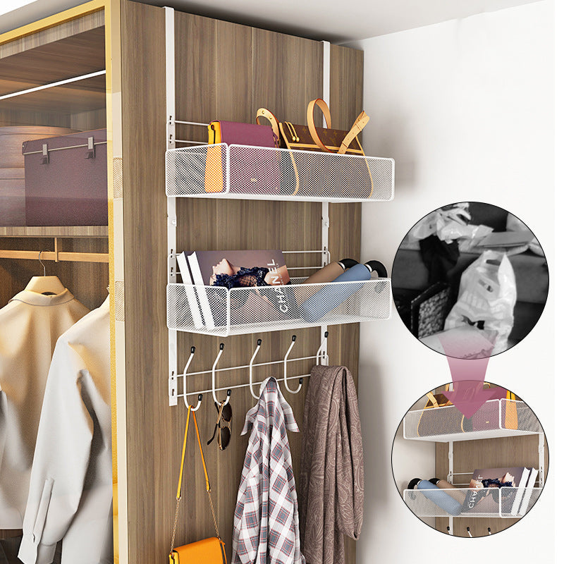 Over the Door Organizer Rack with 2 Baskets and Hooks 27.6 Inch 3
