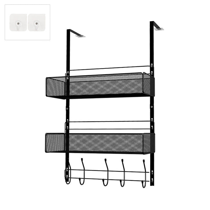 Over the Door Organizer Rack with 2 Baskets and Hooks 27.6 Inch Black 1