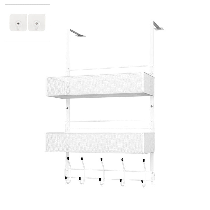 Over the Door Organizer Rack with 2 Baskets and Hooks 27.6 Inch White 1