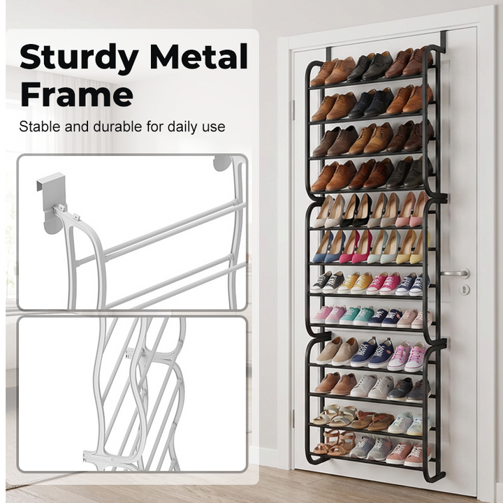 Over the Door Shoe Rack 12 Tier 71.3 Inch Metal 4