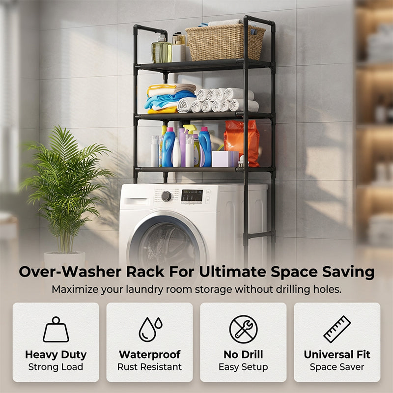 Over the Toilet Storage Rack 3 Tier No Drill Black or White 1