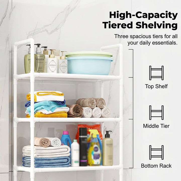 Over the Toilet Storage Rack 3 Tier No Drill Black or White 6