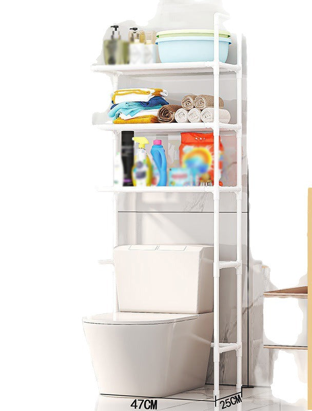 Over the Toilet Storage Rack 3 Tier No Drill Black or White on white